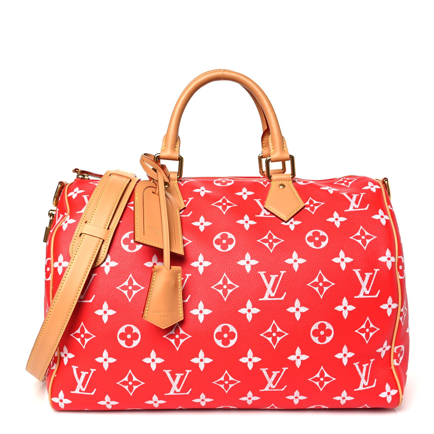 Louis Vuitton Calfskin Monogram Speedy P9 Bandouliere 40 Red 1 of 9