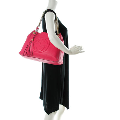 Gucci Pebbled Calfskin Medium Soho Chain Shoulder Bag Pink 2 of 12