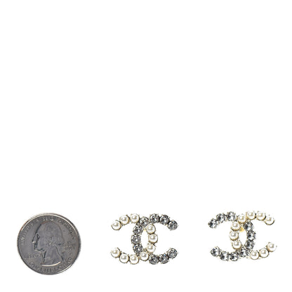 Chanel Crystal Pearl CC Dazzling Domino Earrings Gold 2 of 4