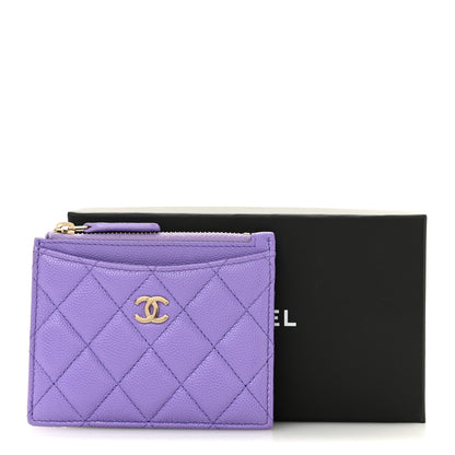 Chanel Caviar Quilted CC Zip Card Holder Purple 8 of 8
