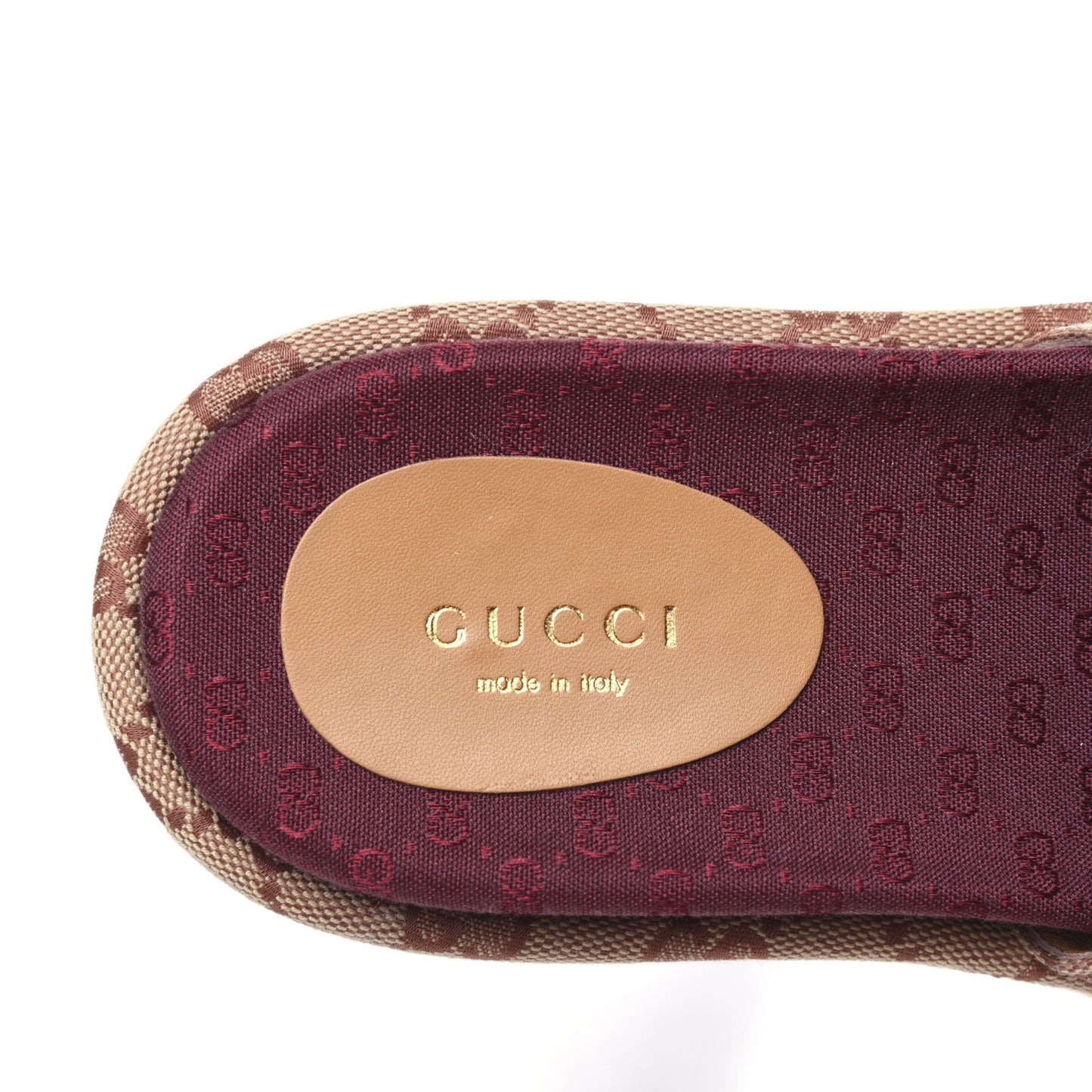 Canvas GG Monogram Angelina Platform Slide Sandals 36.5 Beige Ruggine
