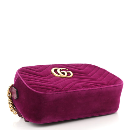 Gucci Velvet Matelasse Small GG Marmont Chain Shoulder Bag Fuchsia Violet Cyclamen 4 of 10