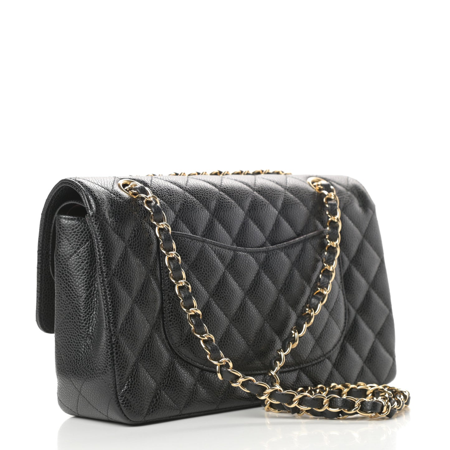 Caviar Quilted Medium Double Flap Black
