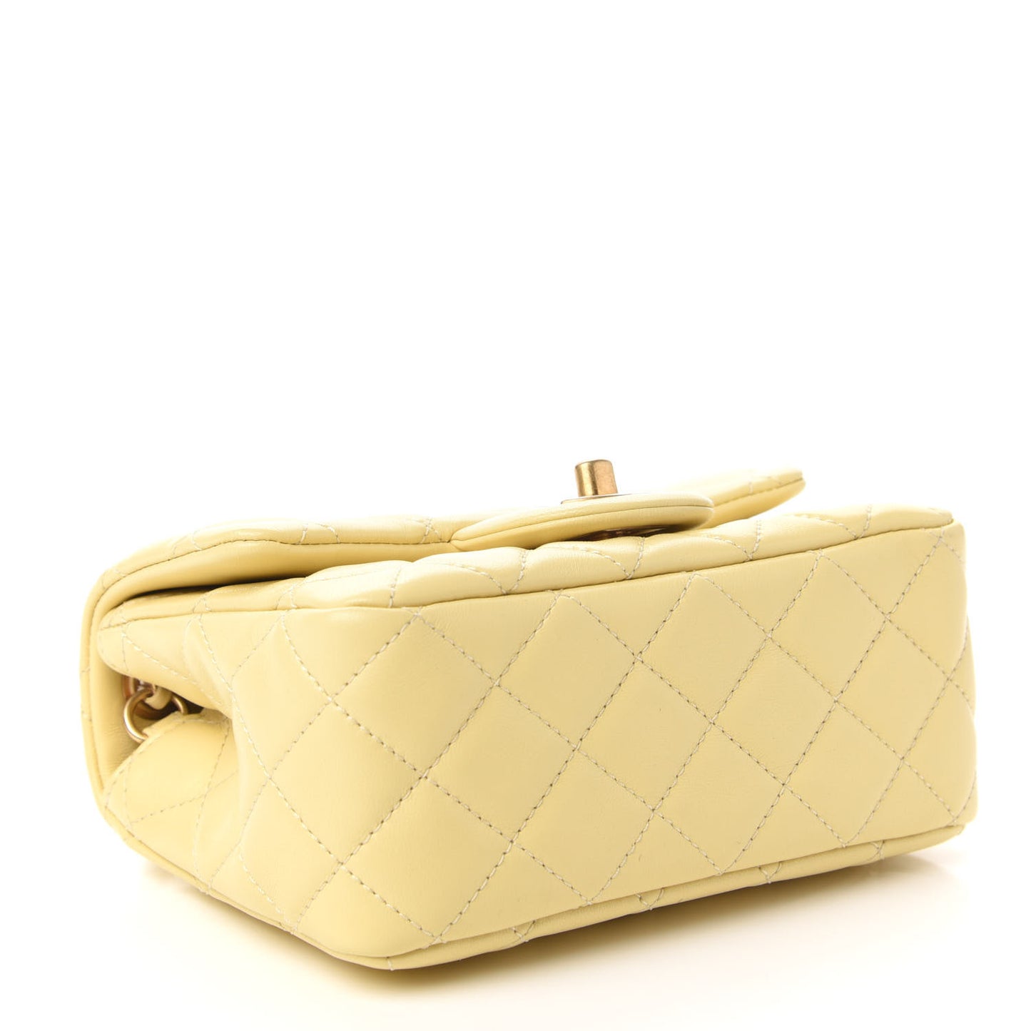 Lambskin Quilted Mini Pearl Crush Flap Yellow