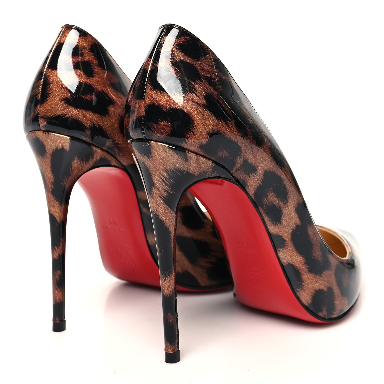 Christian Louboutin Patent Glitter Leopard Print Pigalle Follies 100 Pumps 37 Gold 4 of 8