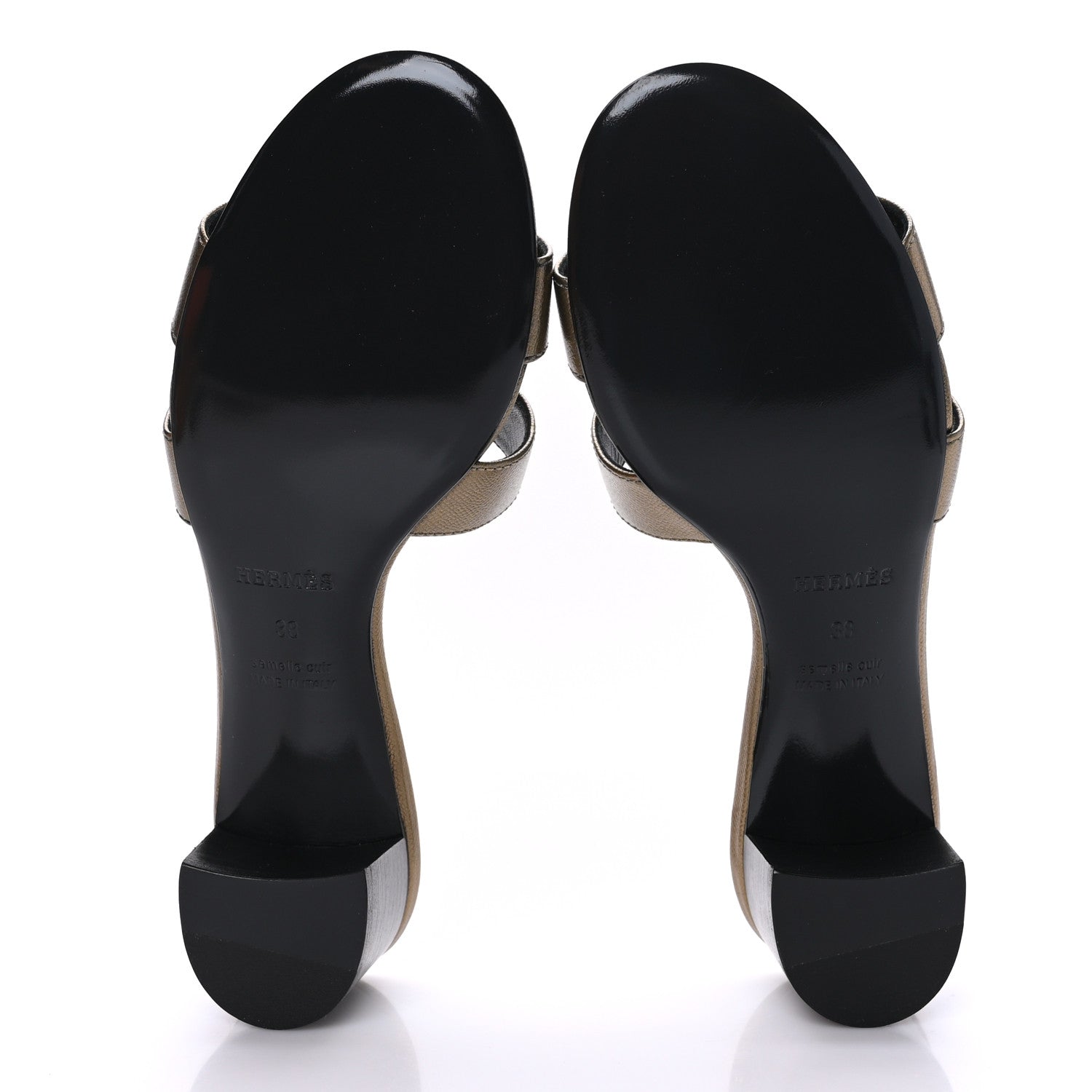 Hermes Metallic Epsom Oasis Sandals 38 Vert Bronze 5 of 9