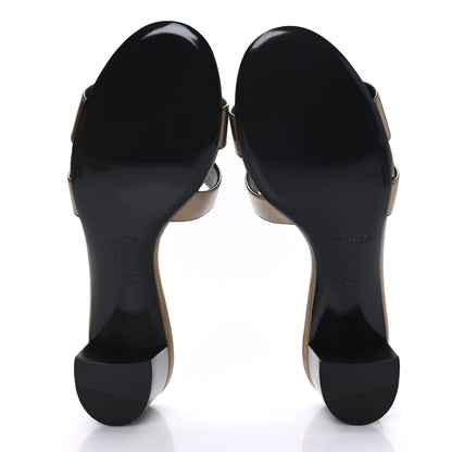 Hermes Metallic Epsom Oasis Sandals 38 Vert Bronze 5 of 9