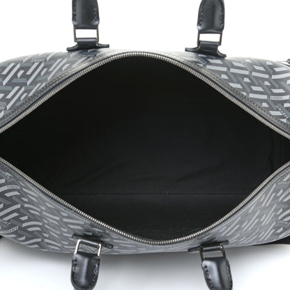 Versace Coated Canvas Calfskin La Greca Signature Travel Bag Black Grey 5 of 10