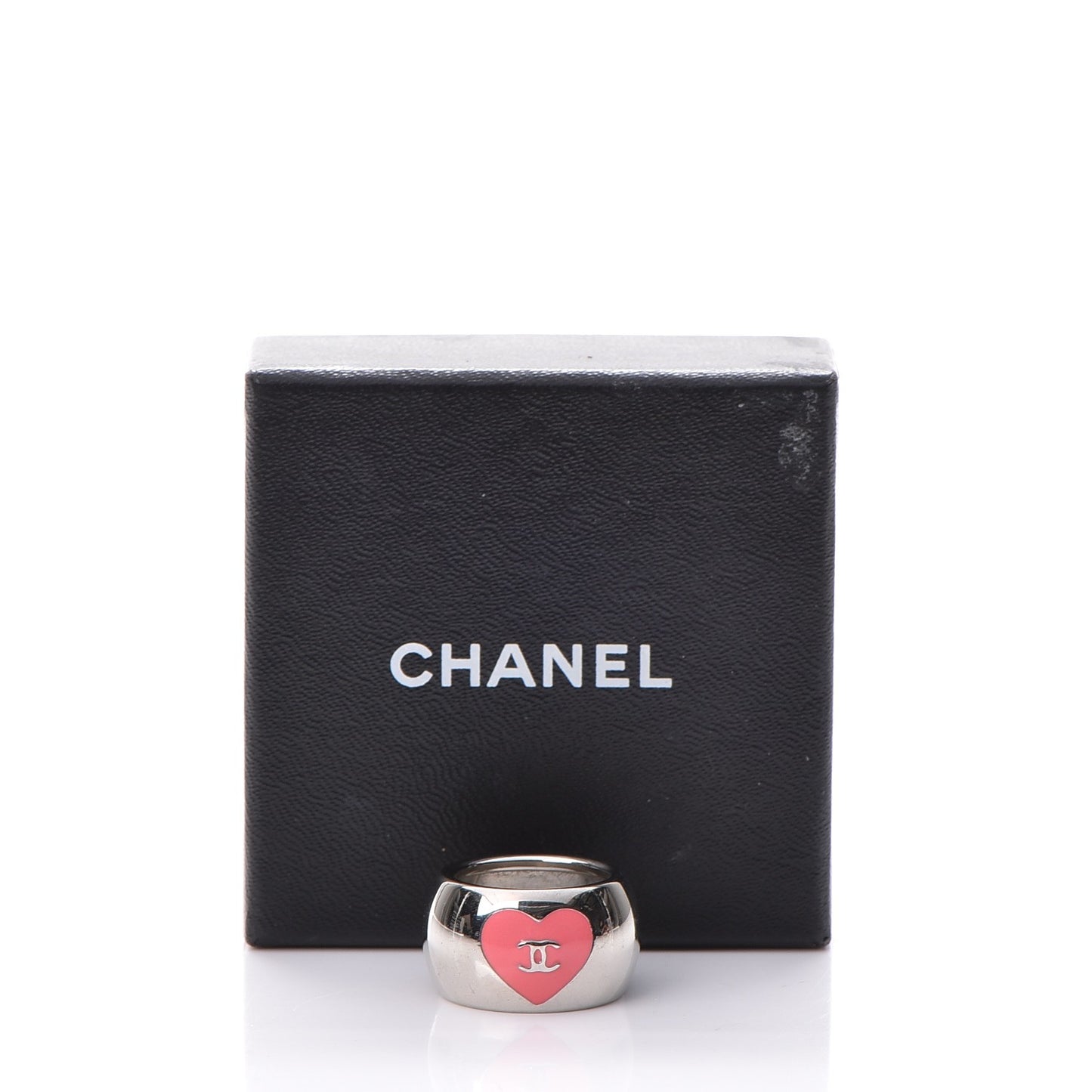 CC Heart Scarf Ring Silver Pink