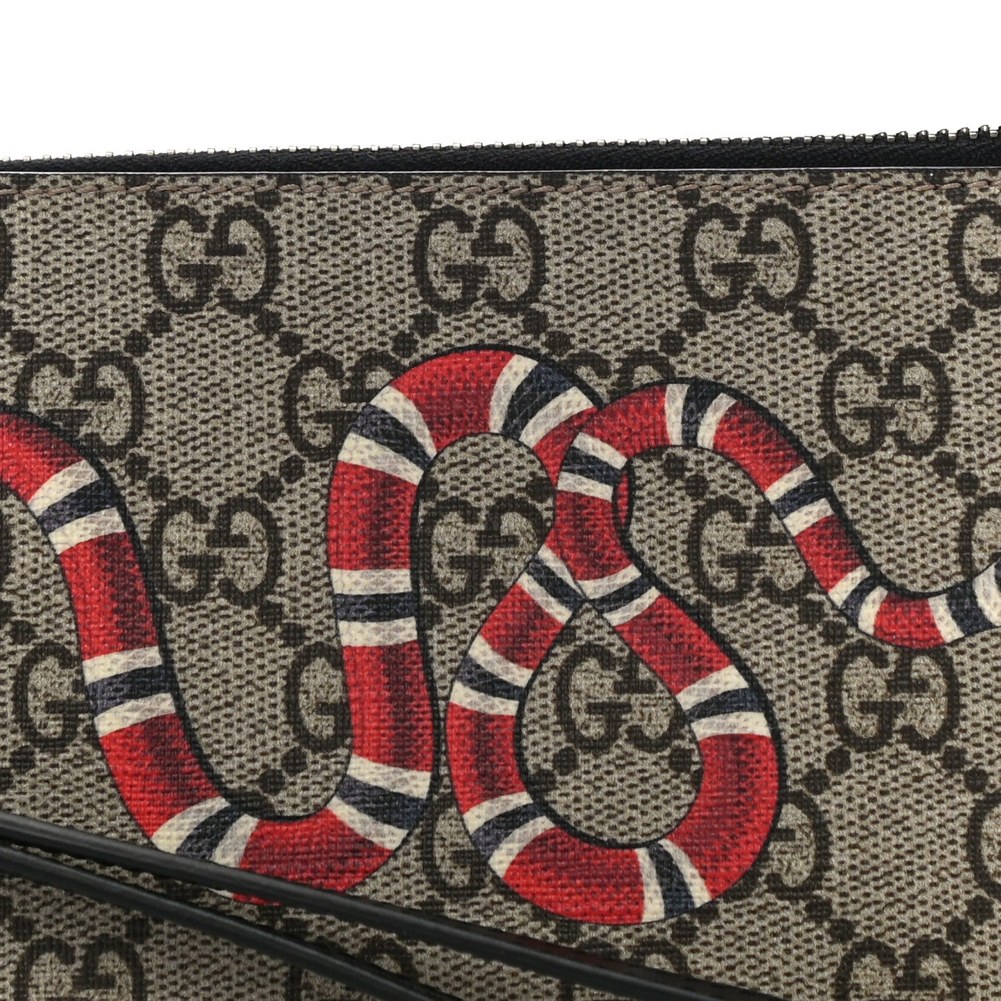 GG Supreme Monogram Kingsnake Zip Pouch Black