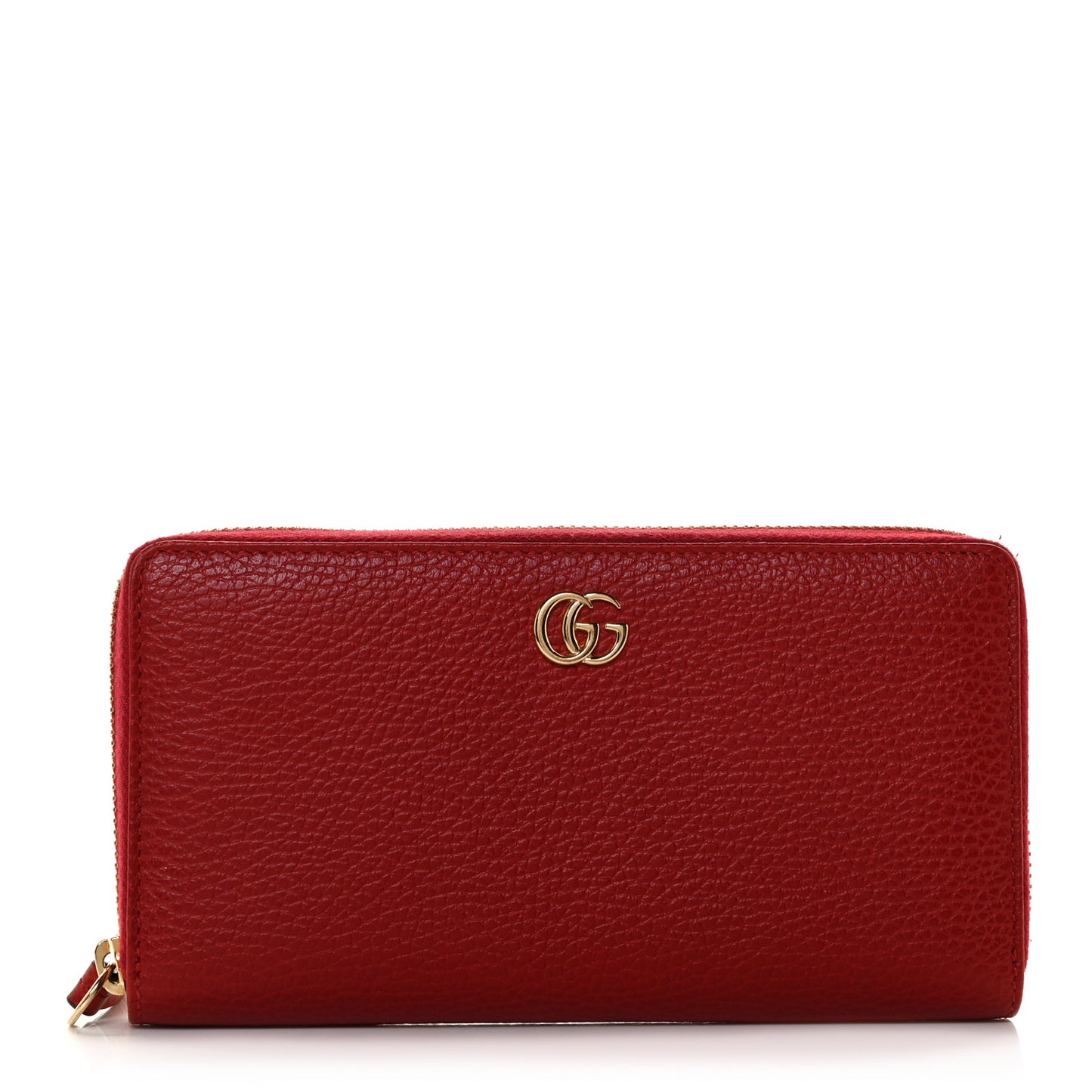 Dollar Calfskin GG Marmont Zip Around Wallet Hibiscus Red