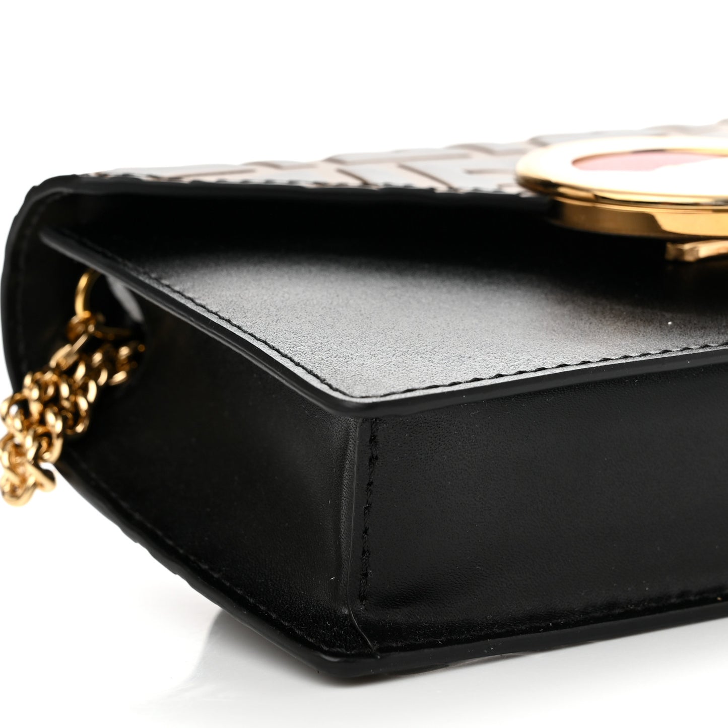 Vitello Liberty F is Fendi Bi-Color FF 1974 Embossed Envelope Belt Bag Maya Black