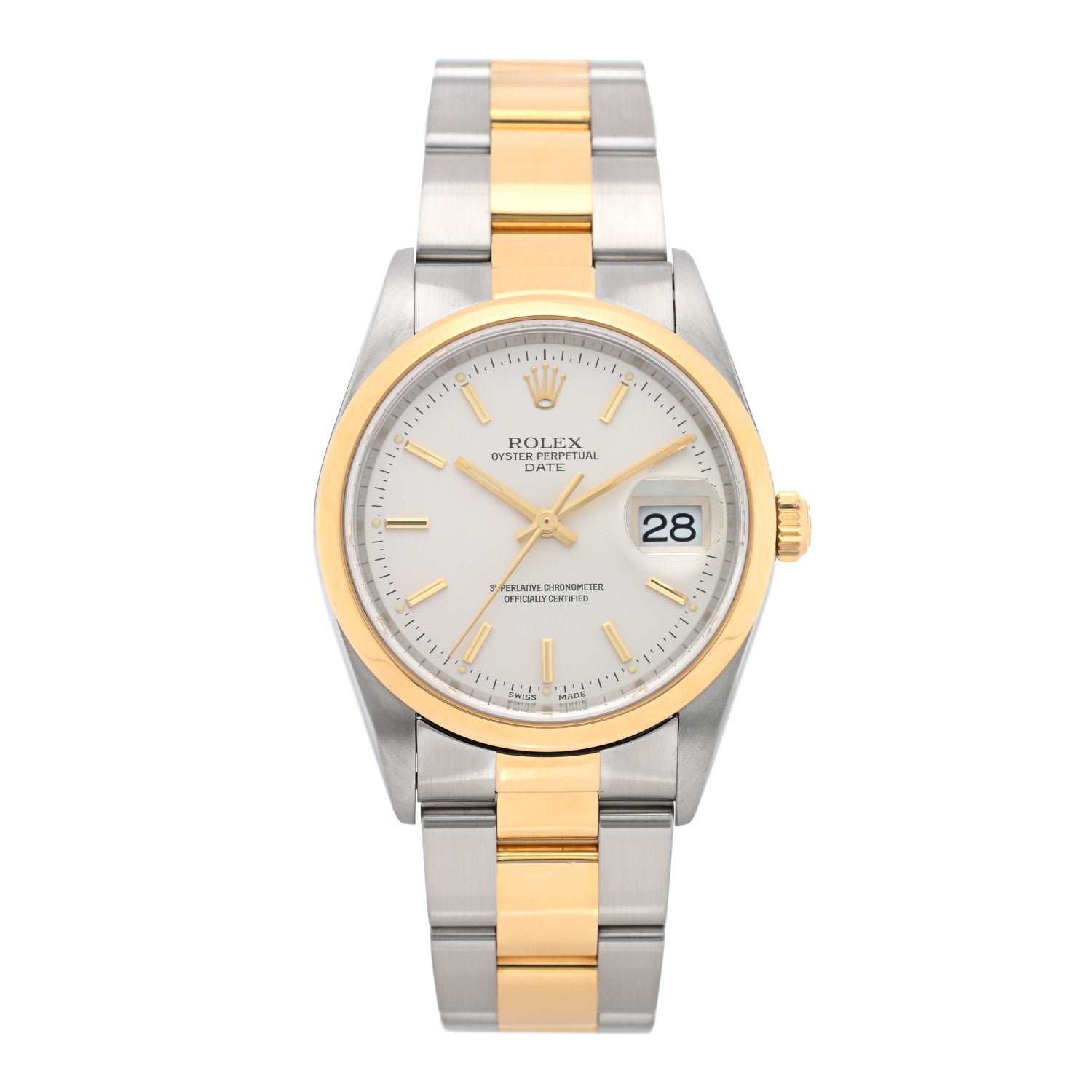 Rolex Stainless Steel 18K Yellow Gold 36mm Oyster Perpetual Datejust Watch White 15203 1 of 4