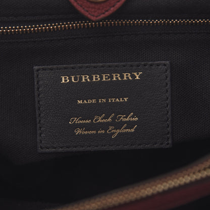 Burberry Grainy Calfskin House Check Medium Banner Tote Russet Red 7 of 11