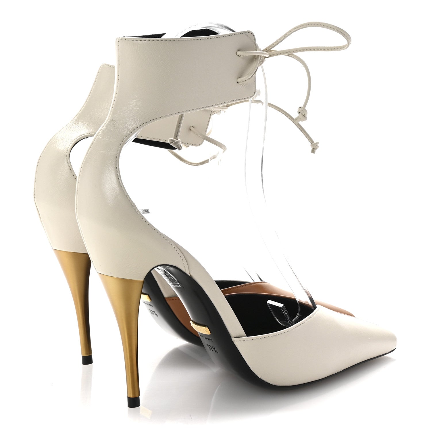 Gucci Soft Nappa Priscilla Ankle Cuff Pumps 37.5 Mystic White Harness Brown 5 of 10