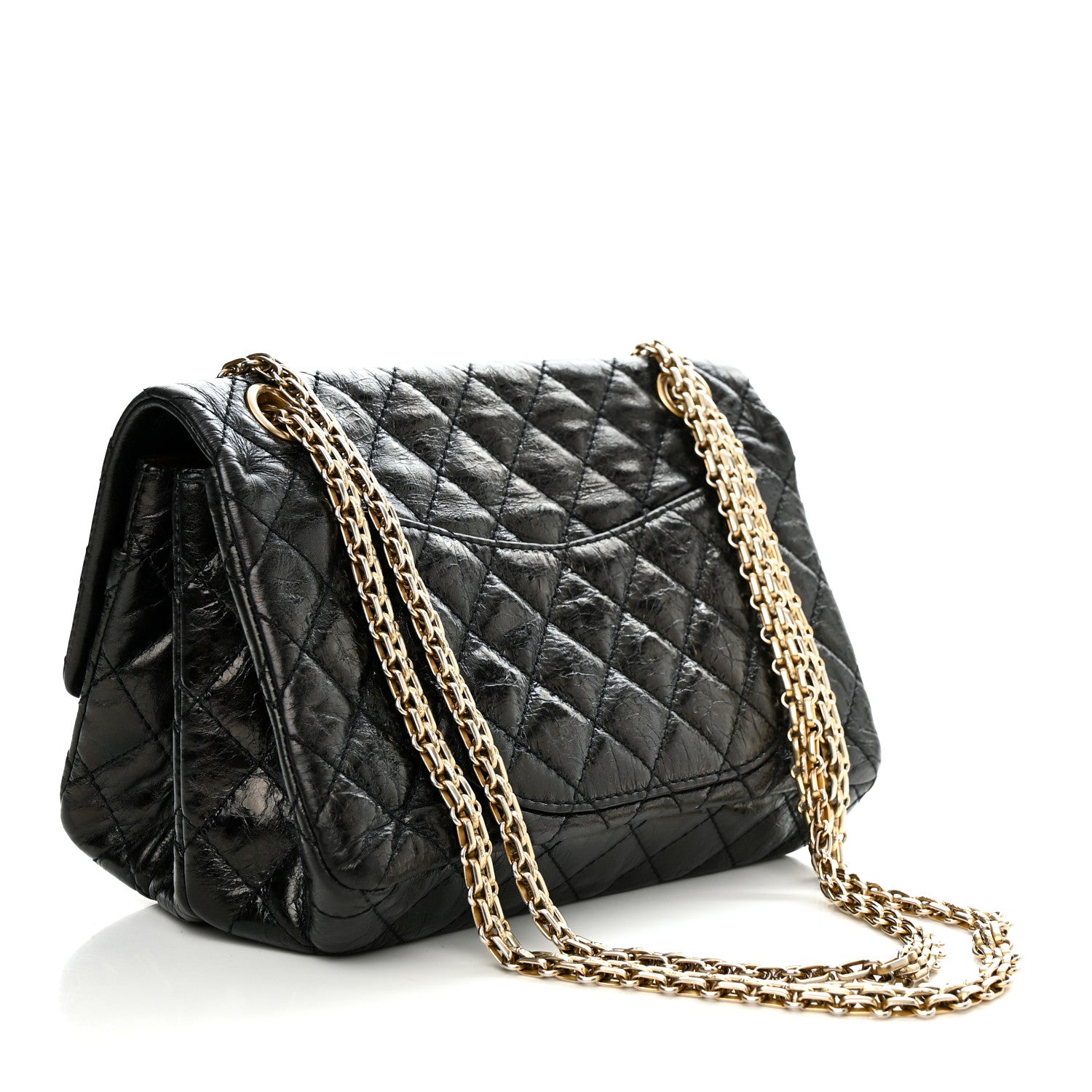 Chanel Aged Calfskin Quilted Double Compartment 2.55 Rayures Reissue 225 Flap Black 3 of 10