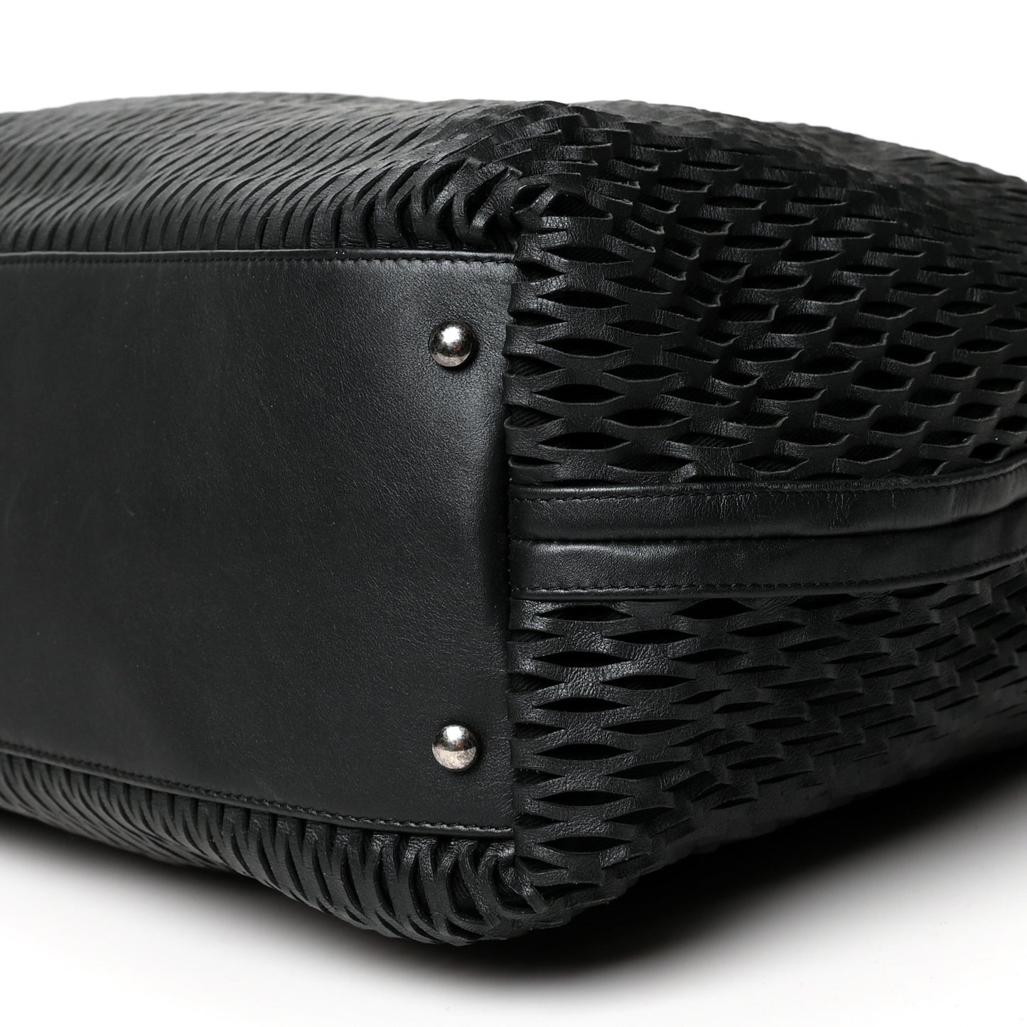 Calfskin Laser Cut Perforated CC Tote Black