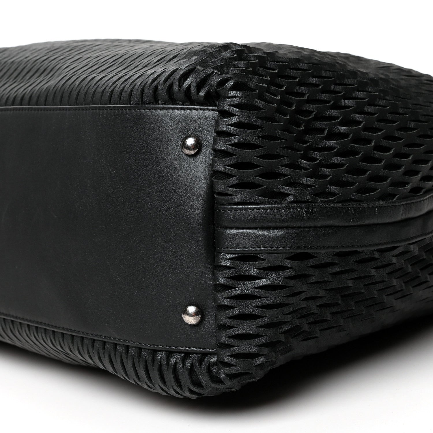 Chanel Calfskin Laser Cut Perforated CC Tote Black 10 of 12