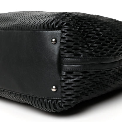Chanel Calfskin Laser Cut Perforated CC Tote Black 10 of 12