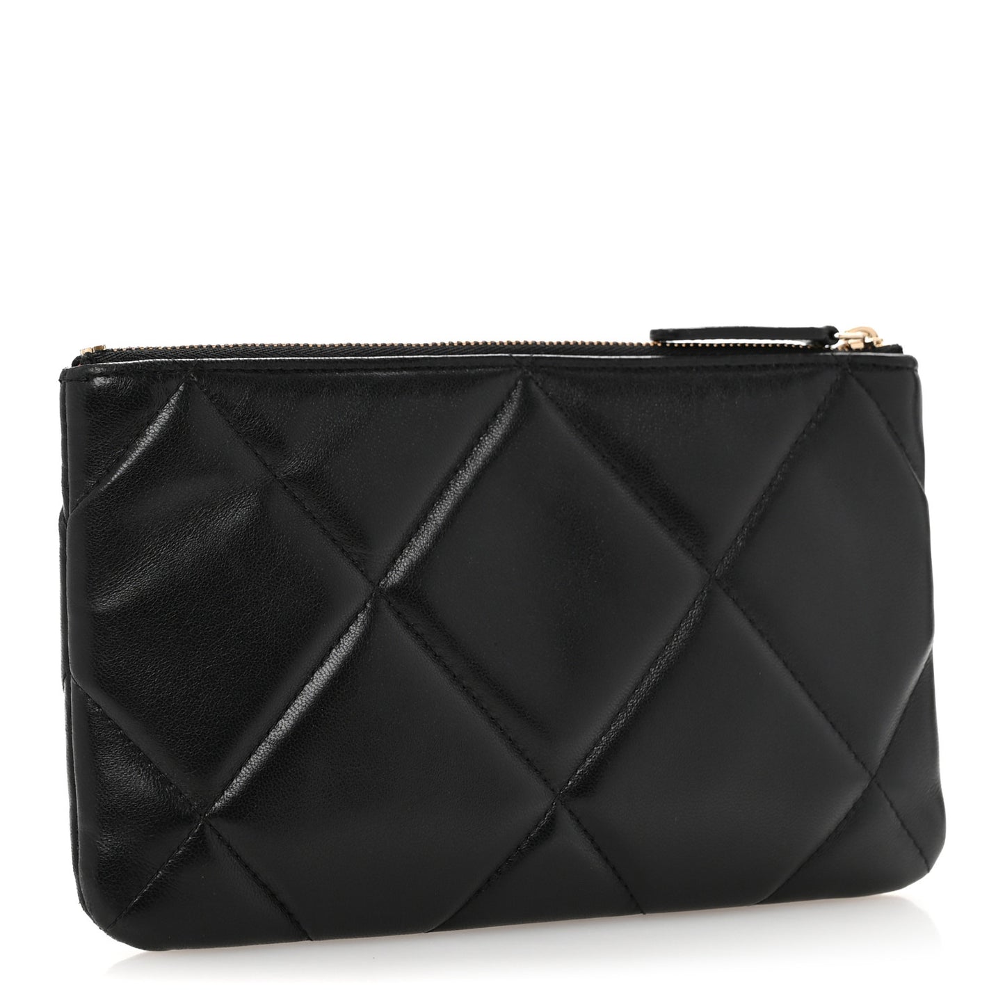 Lambskin Quilted Small Chanel 19 Pouch Black