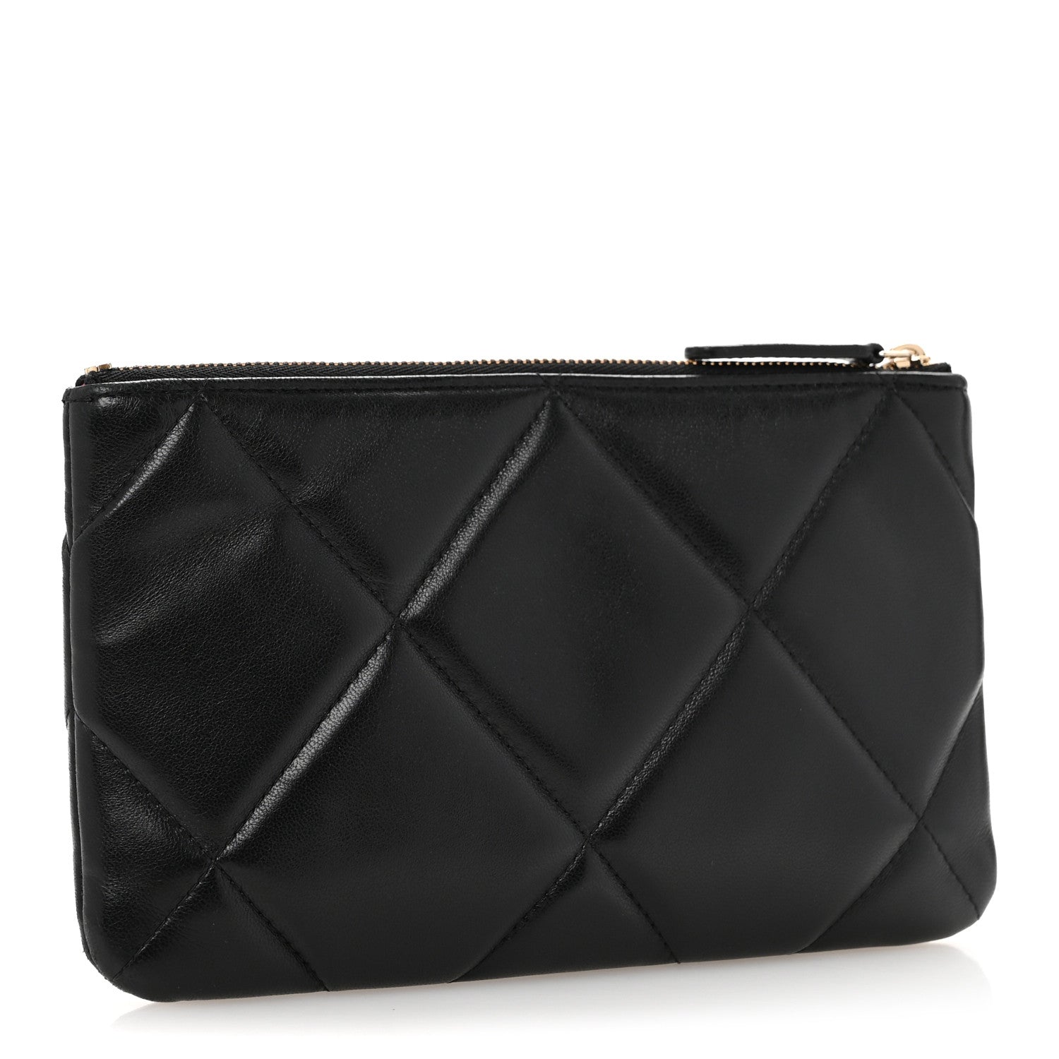 Chanel Lambskin Quilted Small Chanel 19 Pouch Black 3 of 11