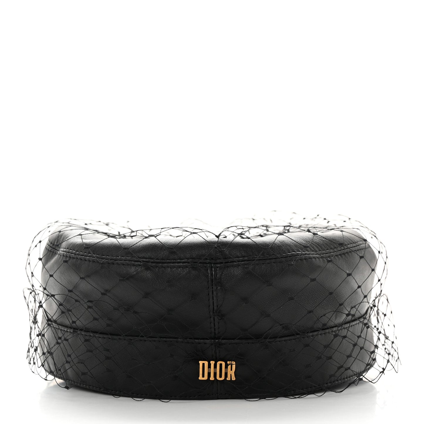 Lambskin Arty Beret Cap With Veil 57 Black