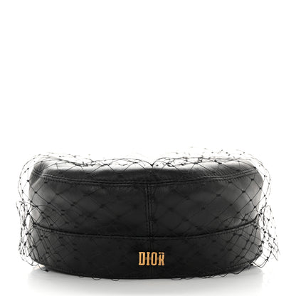 Christian Dior Lambskin Arty Beret Cap With Veil 57 Black 4 of 8