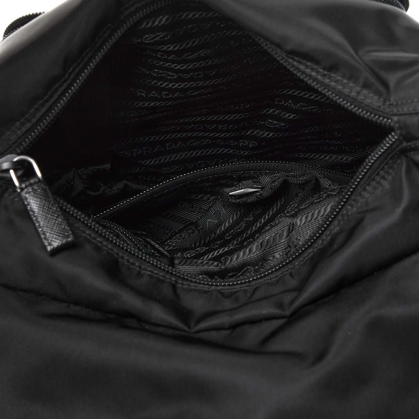 Nylon Vela Saffiano Single Buckle Messenger Shoulder Bag Black