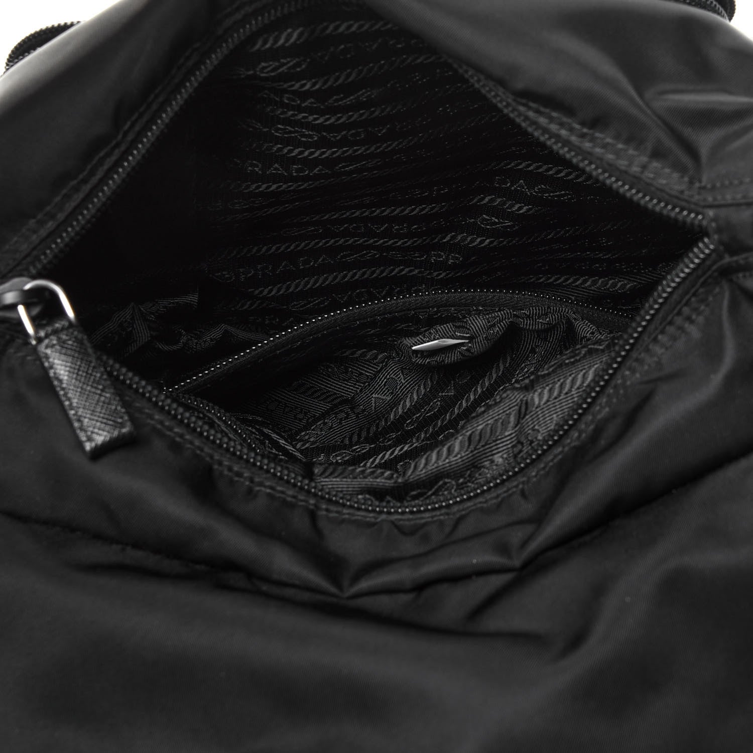 Prada Nylon Vela Saffiano Single Buckle Messenger Shoulder Bag Black 2 of 5