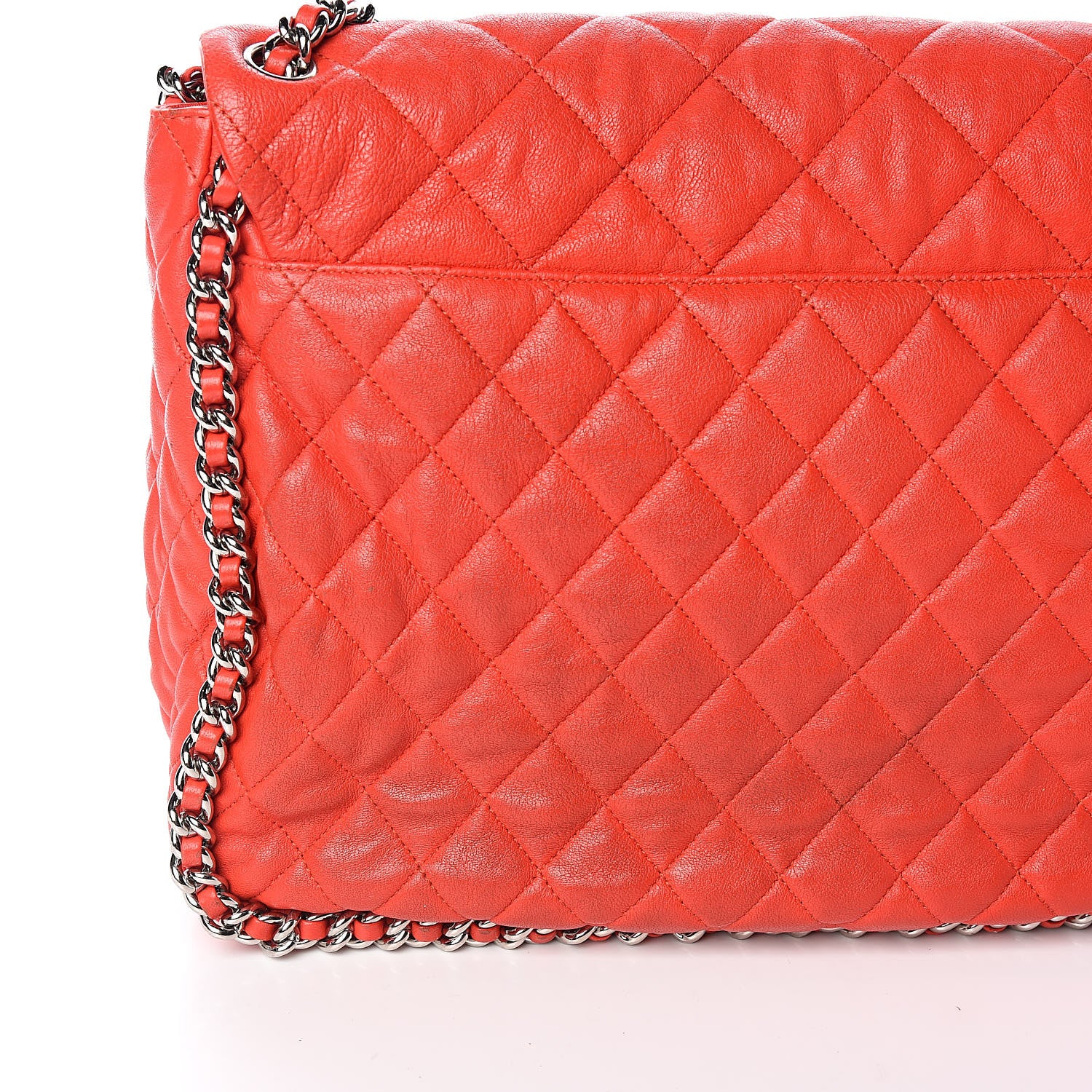 Chanel Washed Lambskin Quilted Maxi Chain Around Flap Red 11 of 12