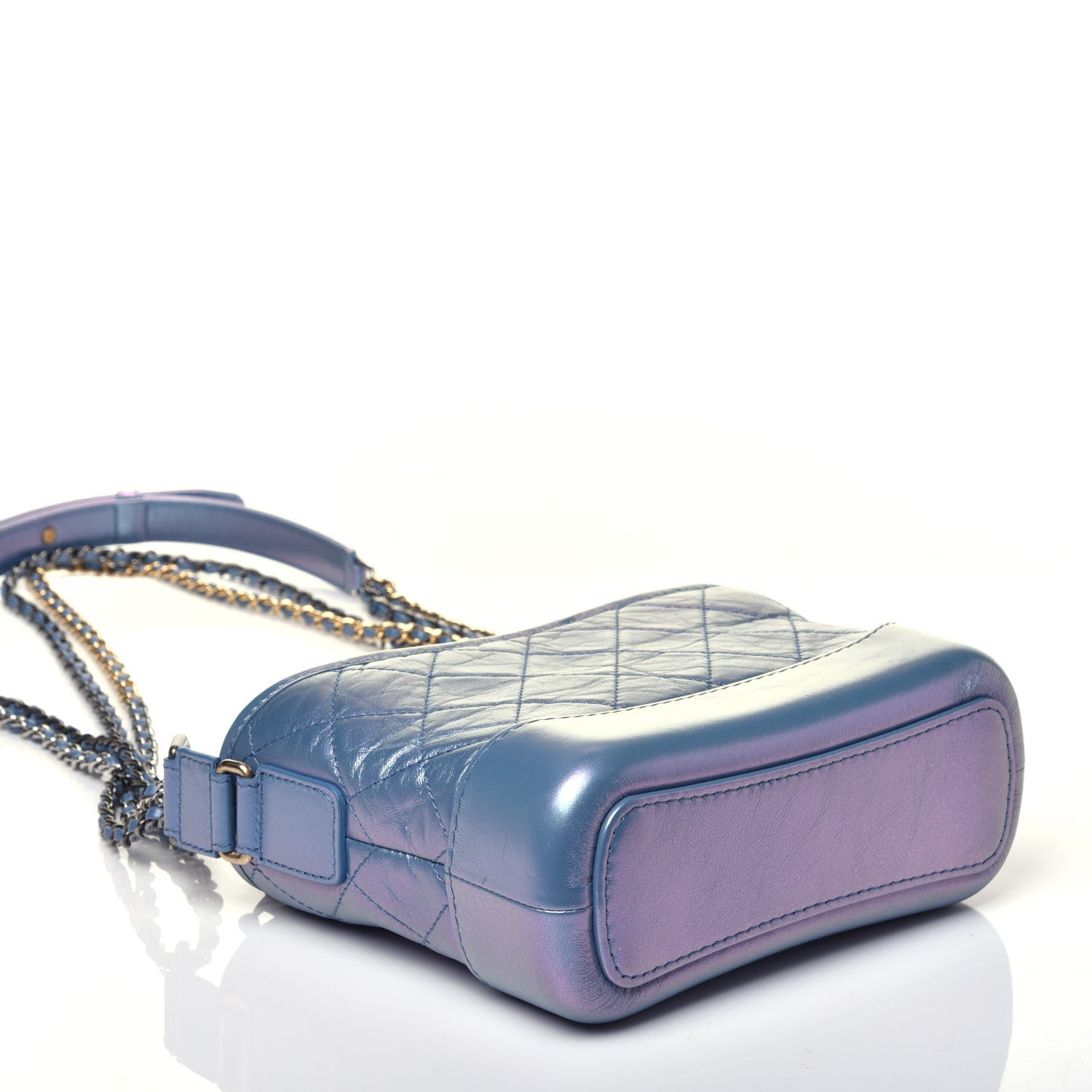 Chanel Iridescent Lambskin Calfskin Quilted Small Gabrielle Hobo Blue 4 of 9