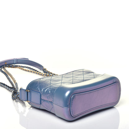 Chanel Iridescent Lambskin Calfskin Quilted Small Gabrielle Hobo Blue 4 of 9