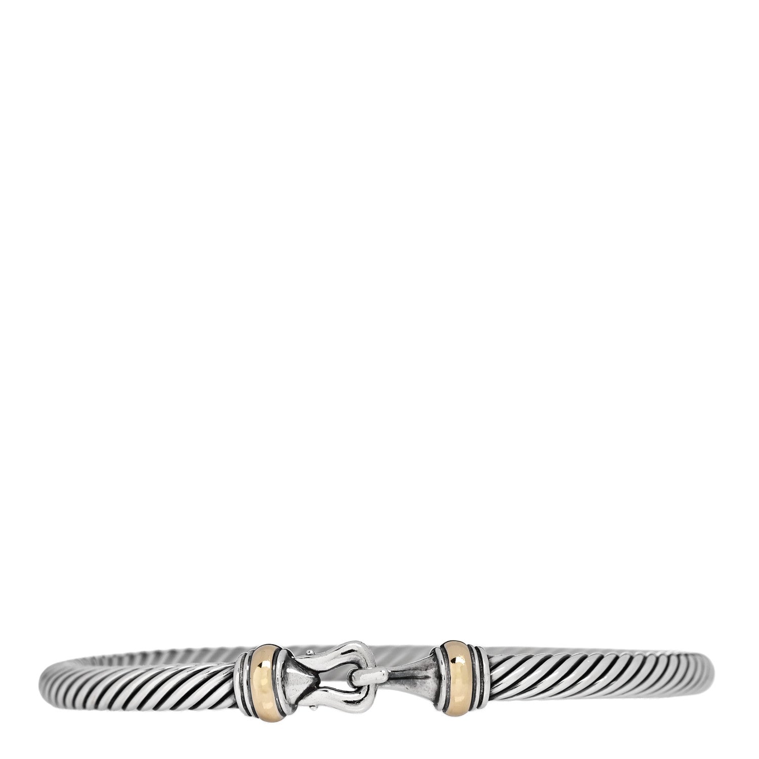 David Yurman Sterling Silver 18K Yellow Gold 4mm Cable Classic Buckle Bracelet 1 of 4