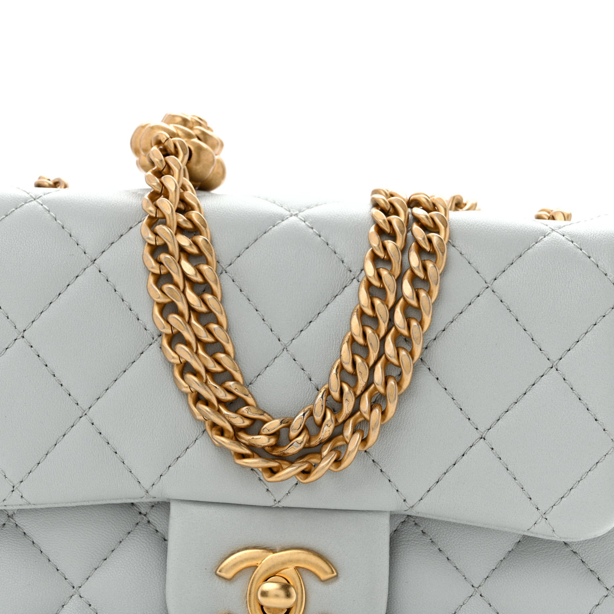 Chanel Lambskin Quilted Mini Sweet Camellia Flap Light Blue 8 of 12
