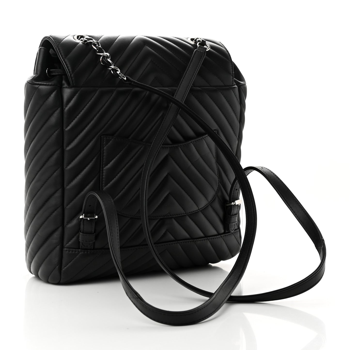 Calfskin Chevron Quilted Large Urban Spirit Backpack Black