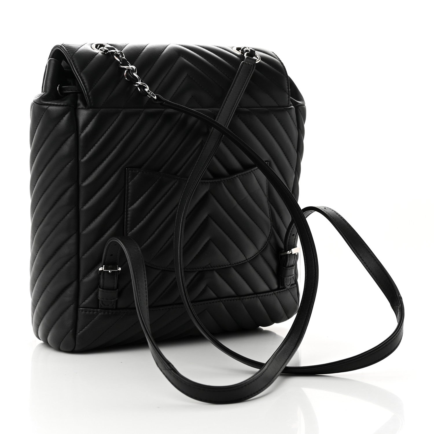 Chanel Calfskin Chevron Quilted Large Urban Spirit Backpack Black 3 of 10