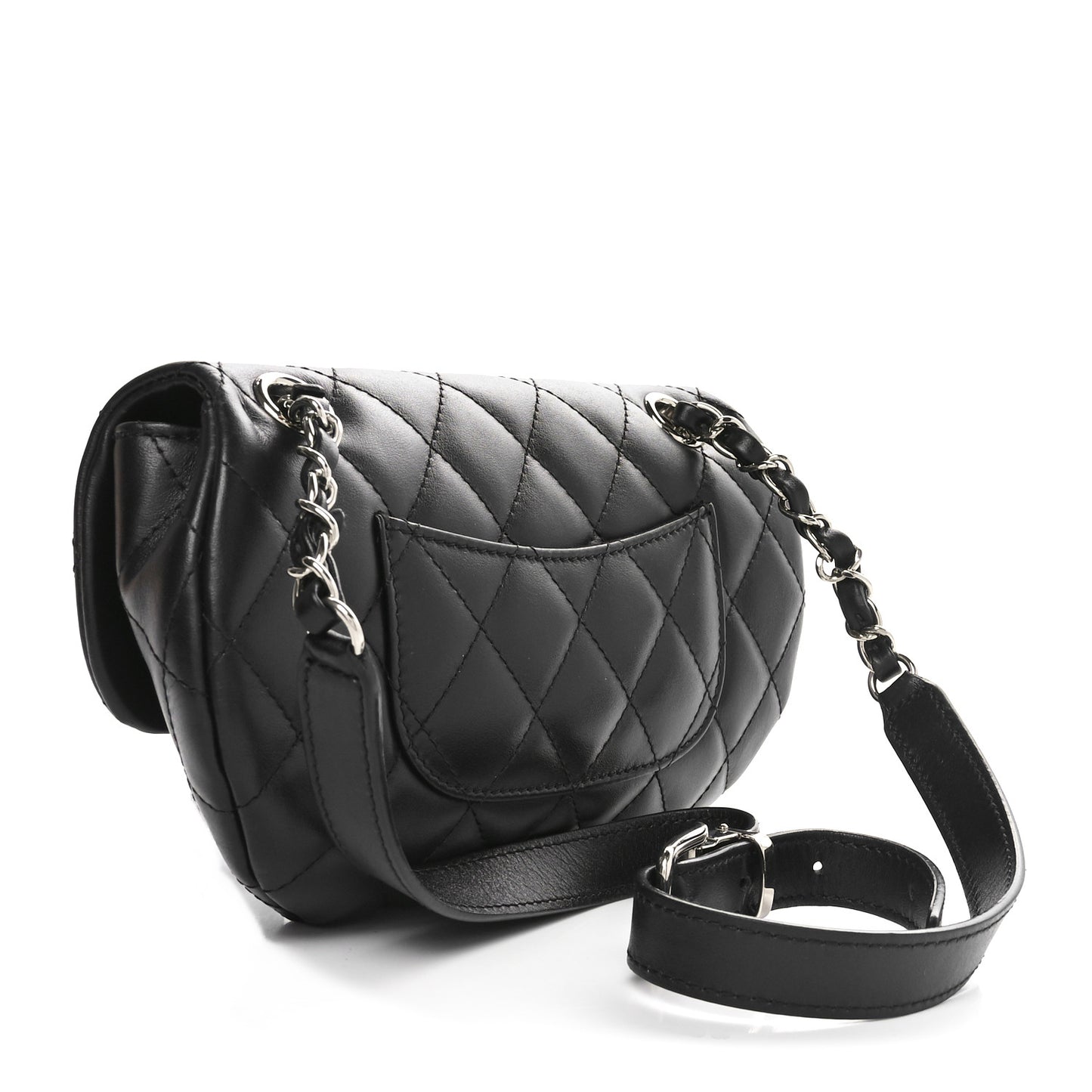 Calfskin Quilted CC Uniform Flap Belt Bag Black