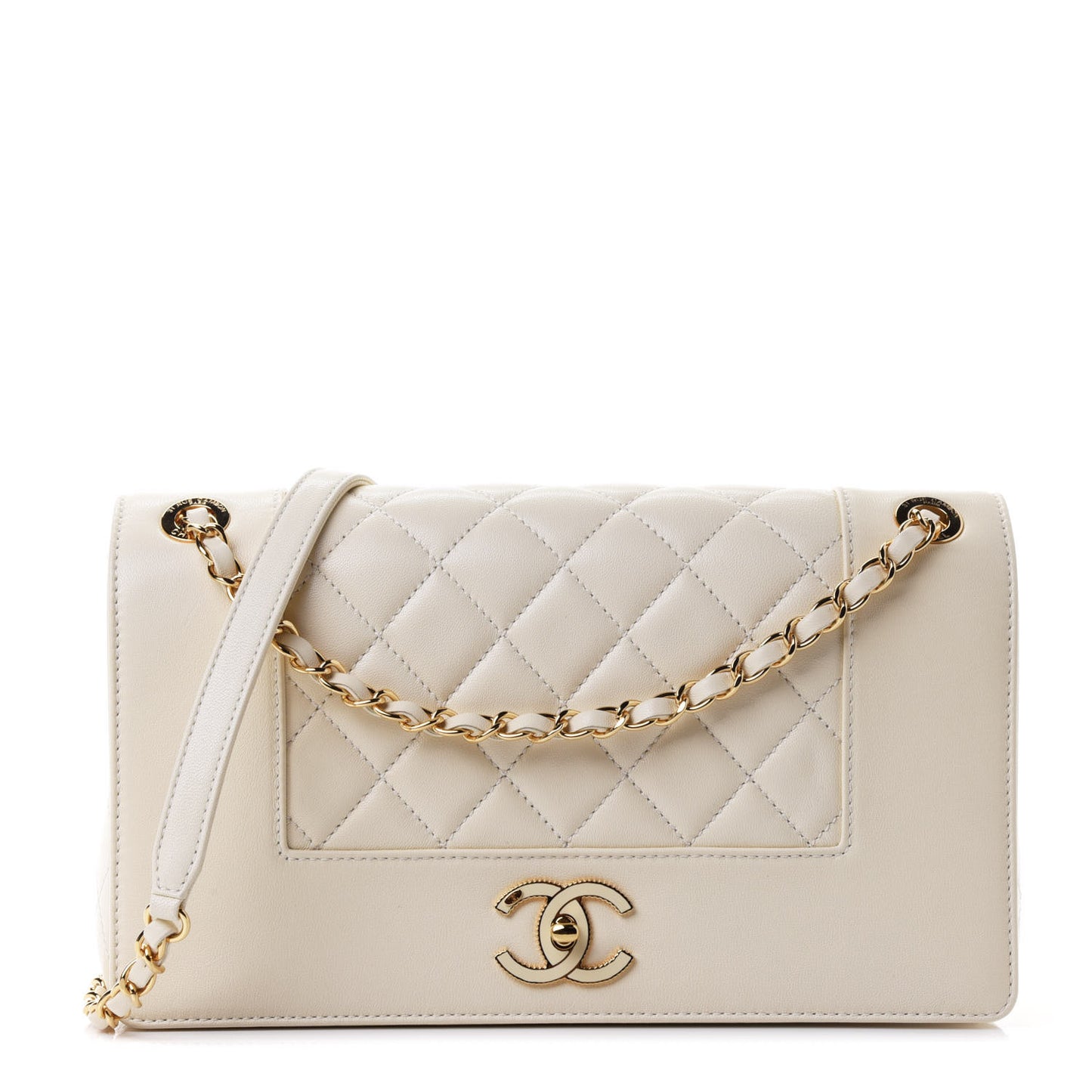 Sheepskin Quilted Vintage Mademoiselle Flap White