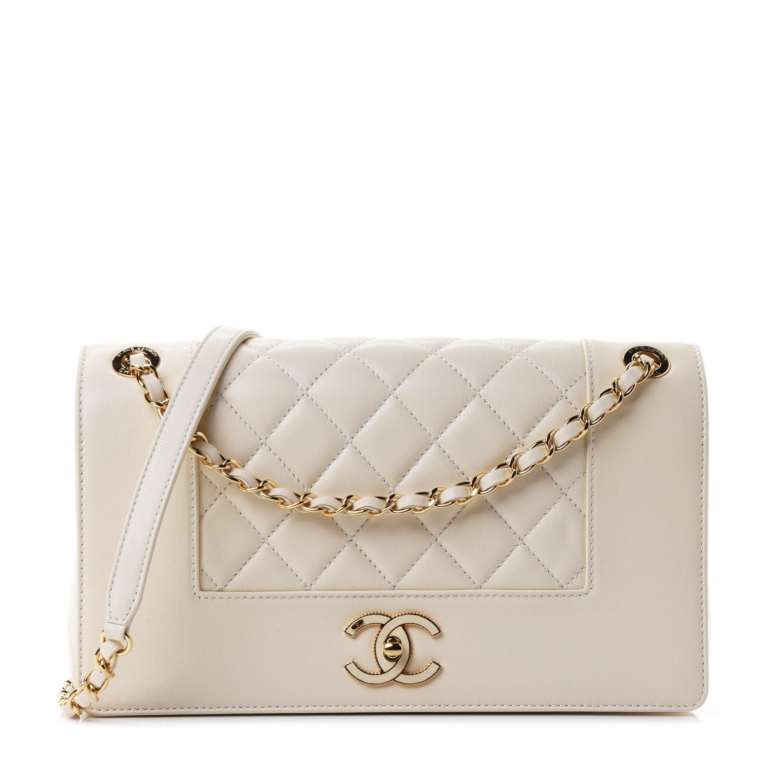 Chanel Sheepskin Quilted Vintage Mademoiselle Flap White 1 of 4