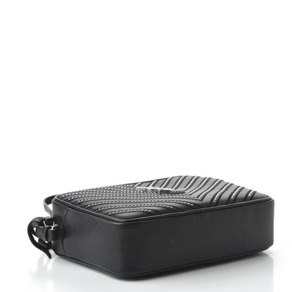 Saint Laurent Calfskin Studded Matelasse Monogram Lou Camera Bag Black 4 of 9