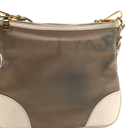 Prada Jacquard Logo Small Flat Messenger Bag White 18 of 18