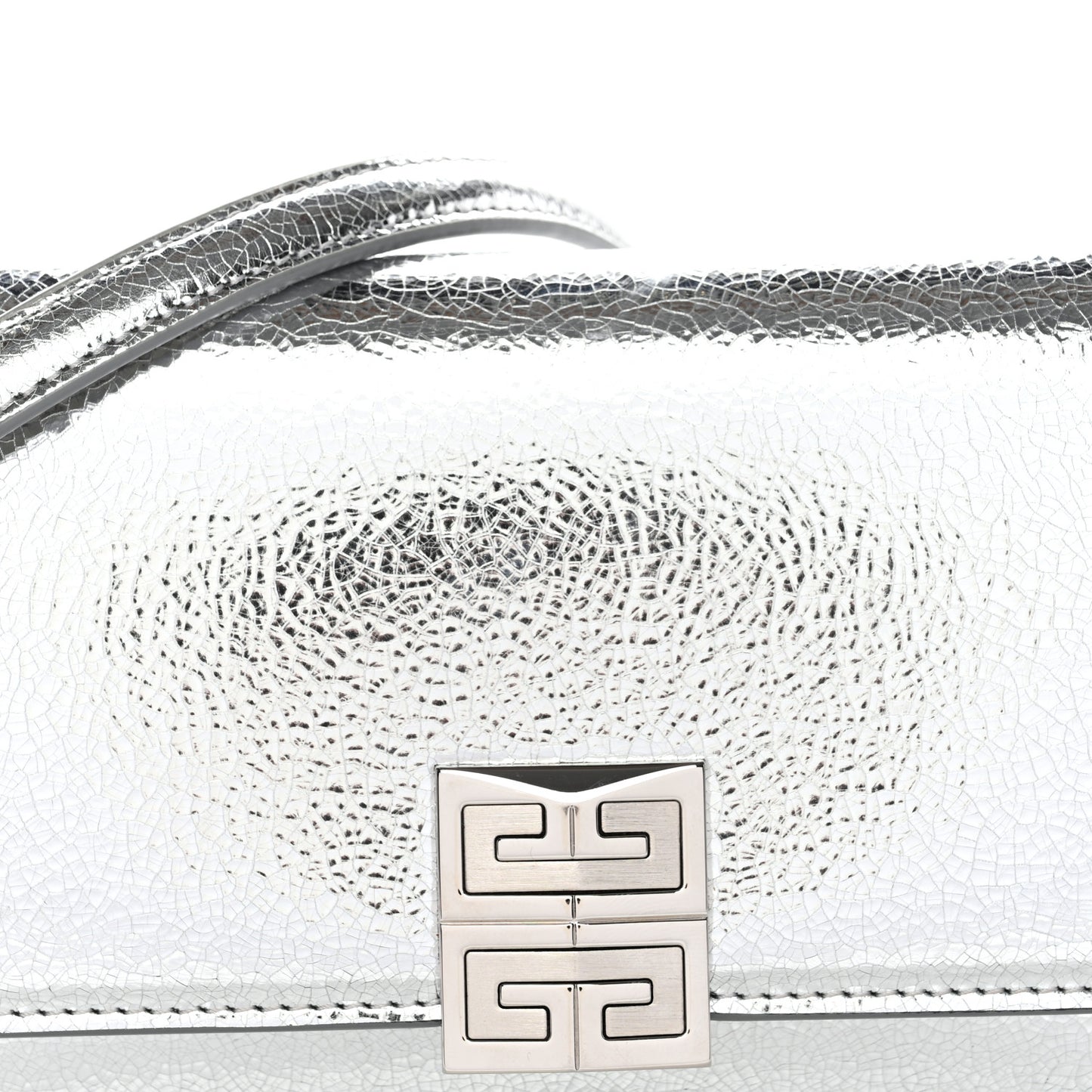 Metallic Lambskin 4G Wallet On Chain Silvery
