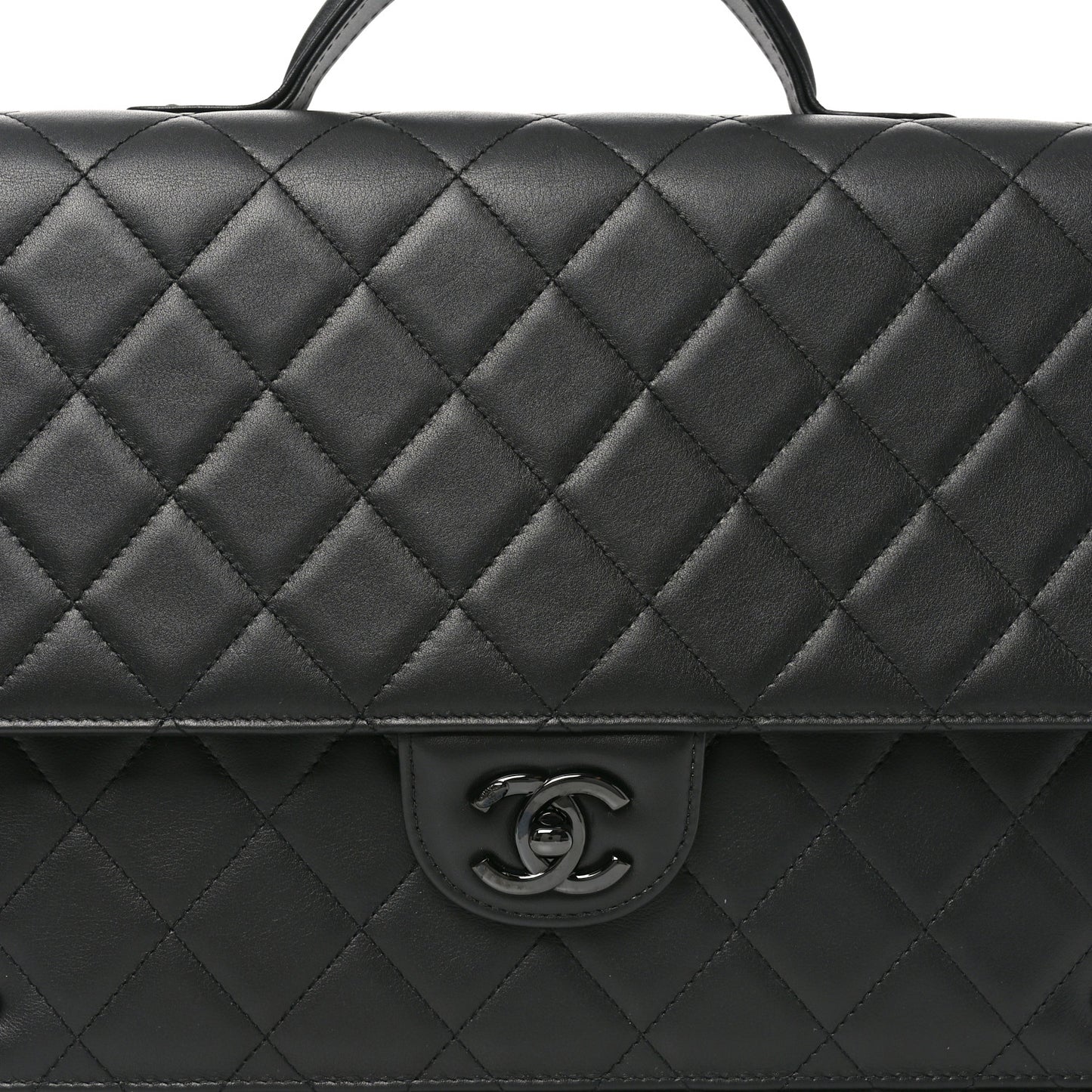 Lambskin Quilted Briefcase Satchel So Black