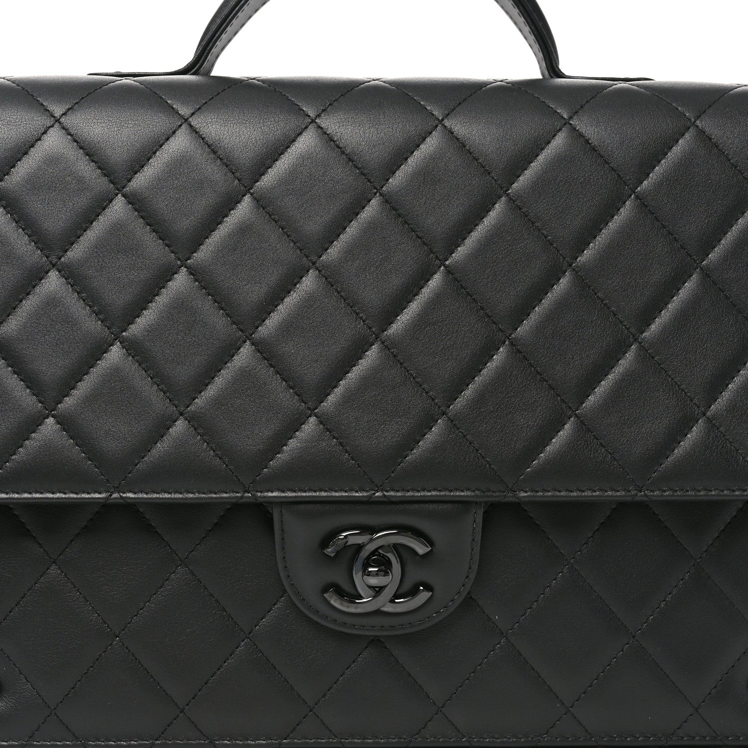 Chanel Lambskin Quilted Briefcase Satchel So Black 8 of 10