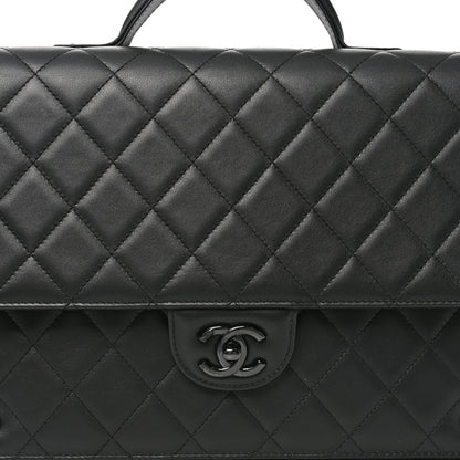 Chanel Lambskin Quilted Briefcase Satchel So Black 8 of 10