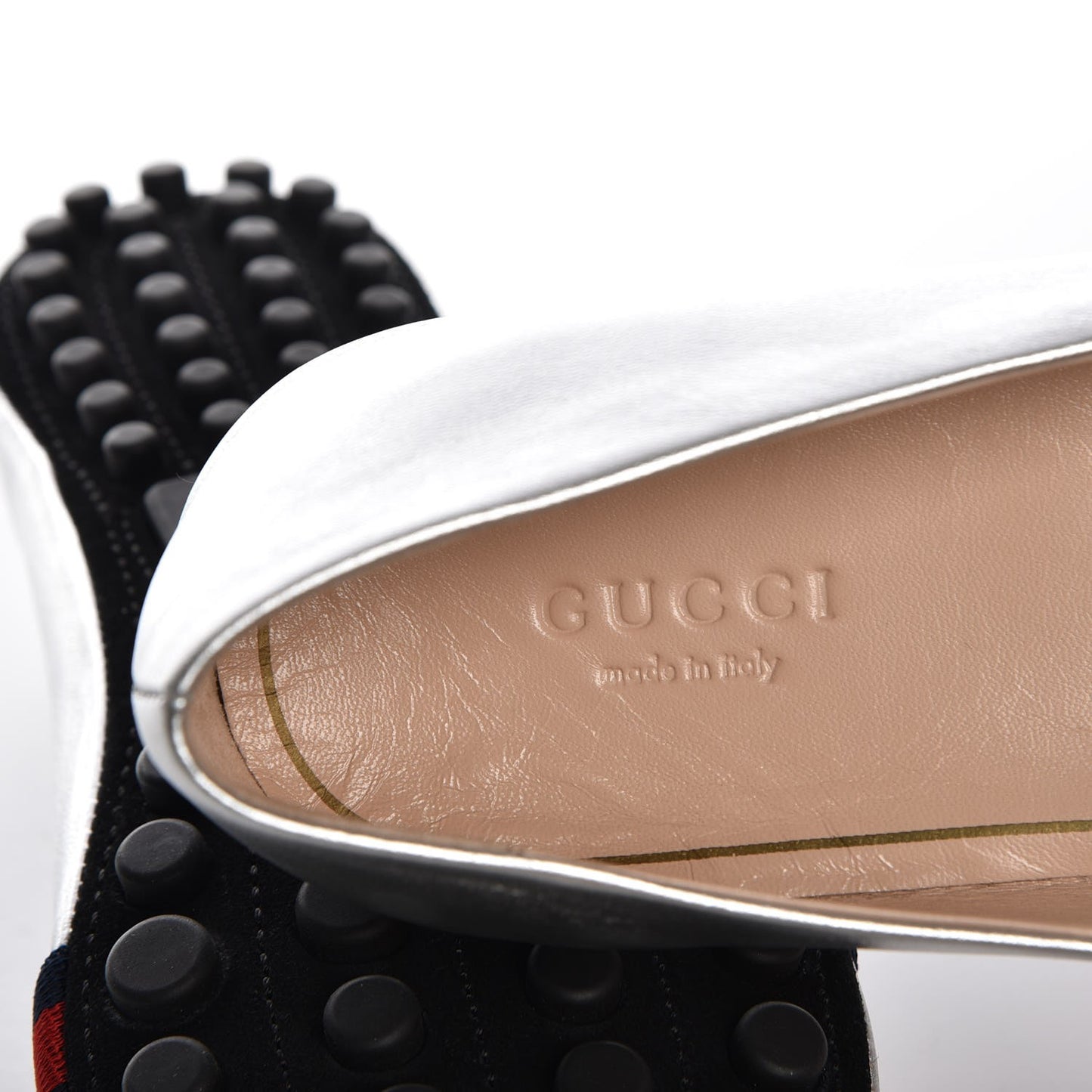 Metallic Nappa Web Bayadere Ballerina Flats 37.5 Argento