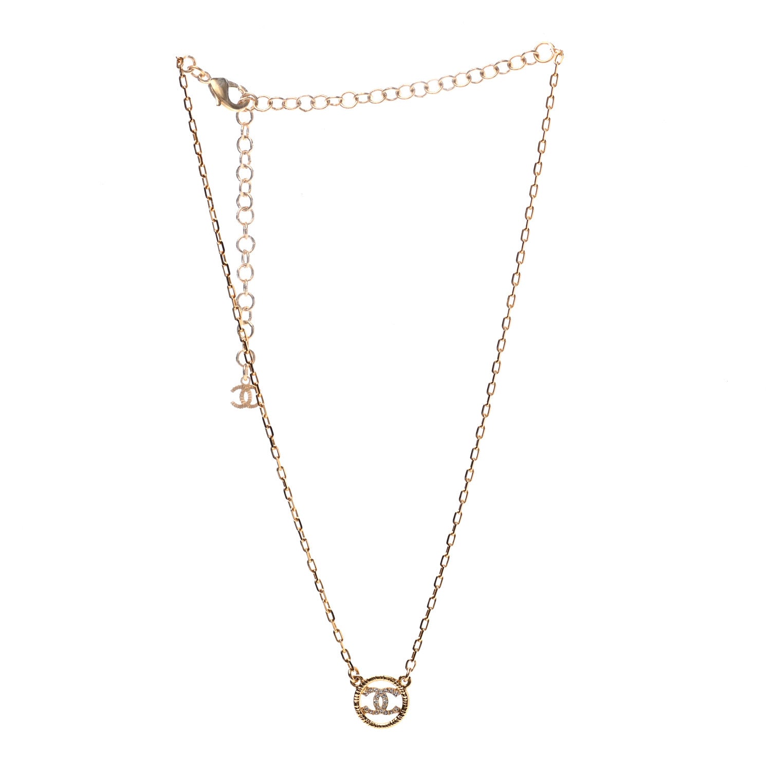 Chanel Crystal CC Chain Short Necklace Gold 3 of 7