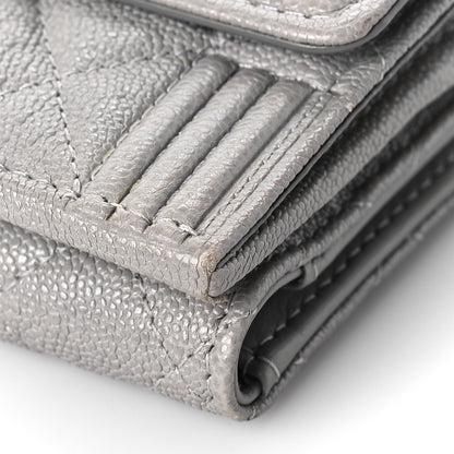 Chanel Caviar Quilted Small Boy Flap Wallet Grey 10 of 11