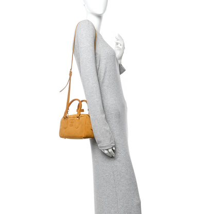 Miu Miu Suede Padded Regular Arcadie Top Handle Bag Whiskey 2 of 11