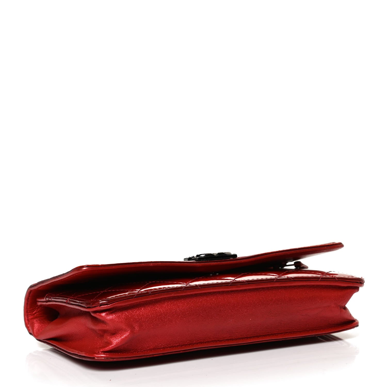 Chanel Metallic Patent Calfskin Quilted Boy Wallet On Chain WOC Red 4 of 10